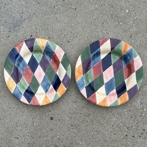 Colorful Harlequin Pattern Plates